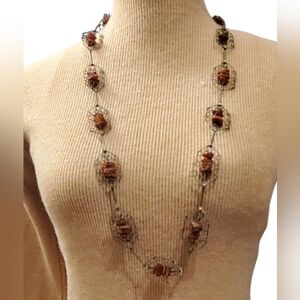Antique Tribal Upcycled Raw Amber Nuggets Necklace with Earrings